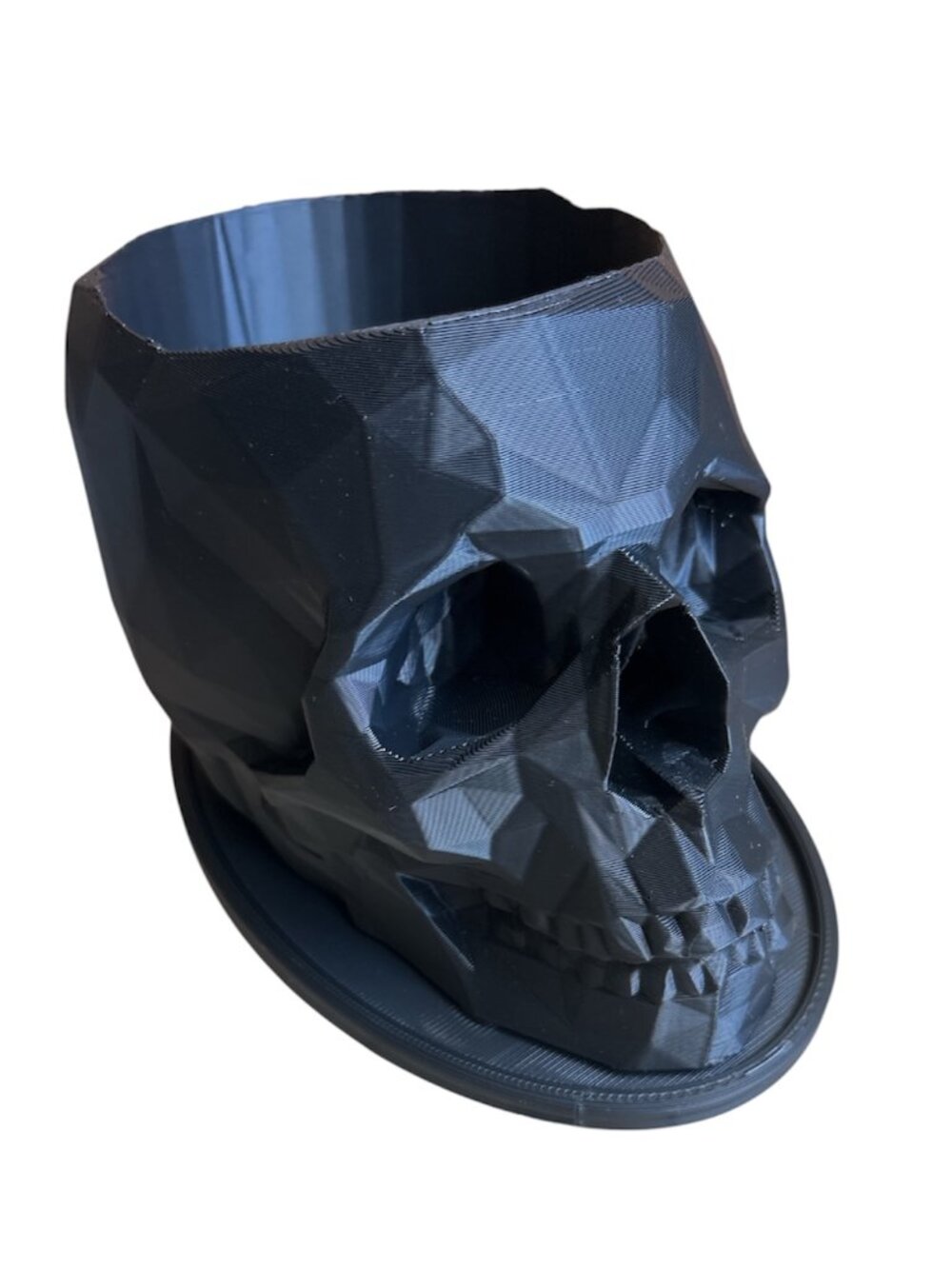 Skull Plant Pot with Drainage & Drip Tray - Black 4" / 100% biodegradable / NIB